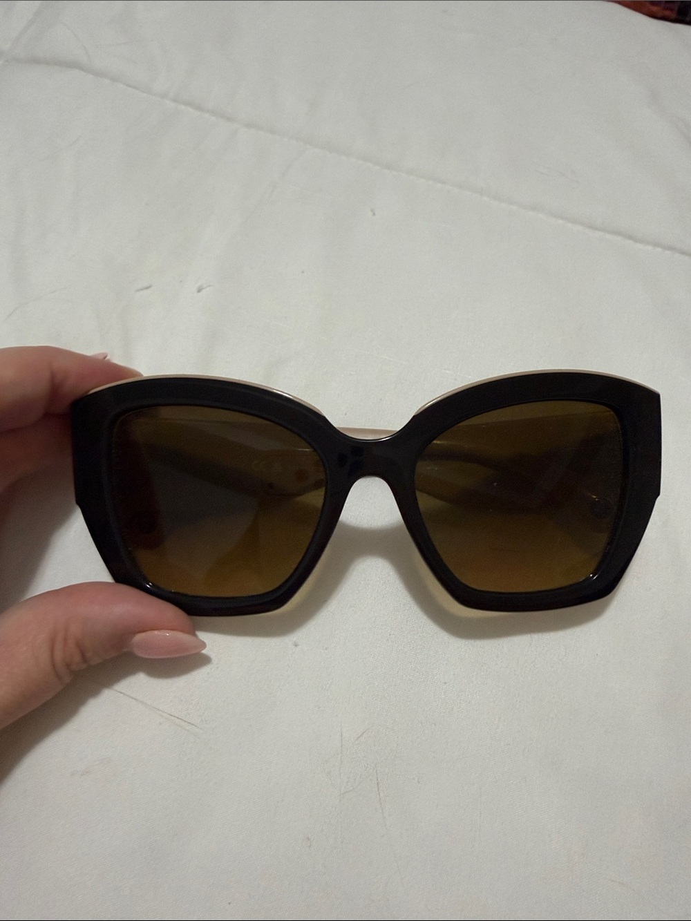 CHANEL Beige and Black Logo Brow Bar Sunglasses with Quilted Black Case - Picture 2 of 6